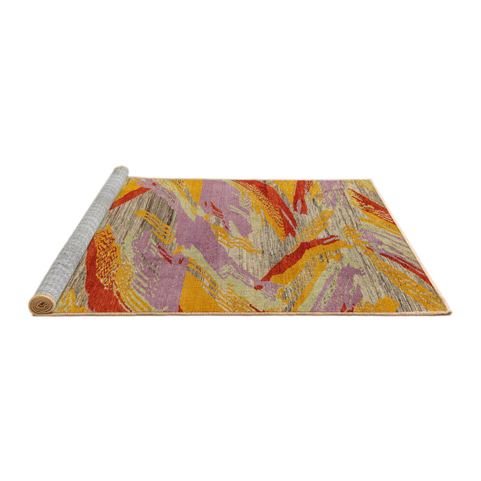 Sideview of Machine Washable Abstract Orange Rug, wshabs4253