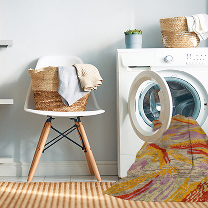 Machine Washable Abstract Orange Rug in a Washing Machine, wshabs4253