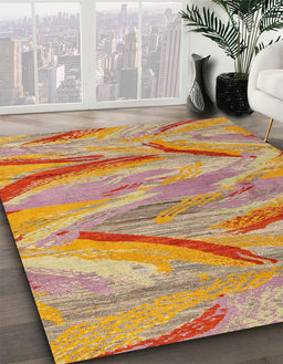 Abstract Orange Oriental Rug in Family Room, abs4253