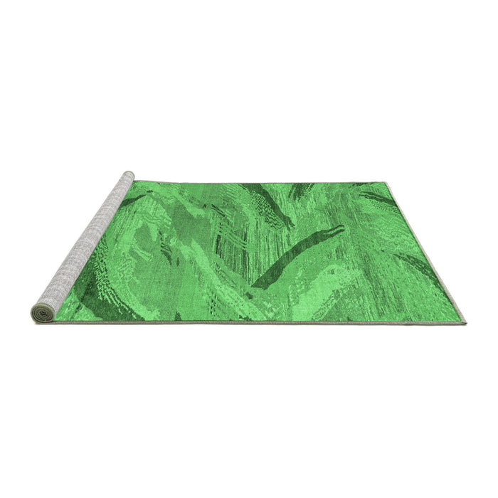 Sideview of Machine Washable Oriental Emerald Green Modern Area Rugs, wshabs4253emgrn