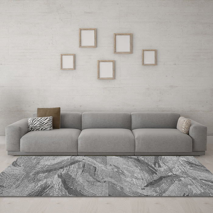 Machine Washable Oriental Gray Modern Rug in a Living Room,, wshabs4253gry