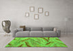 Machine Washable Oriental Green Modern Area Rugs in a Living Room,, wshabs4253grn