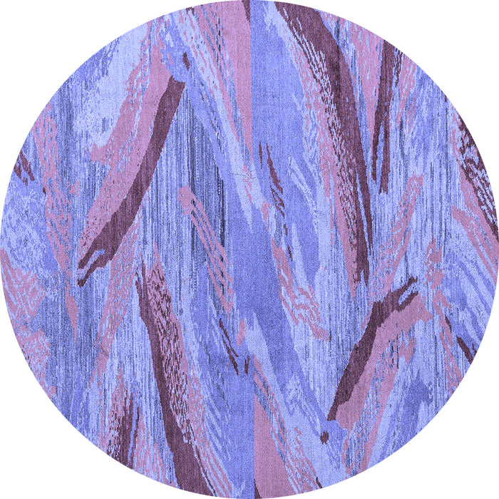 Round Machine Washable Oriental Blue Modern Rug, wshabs4253blu