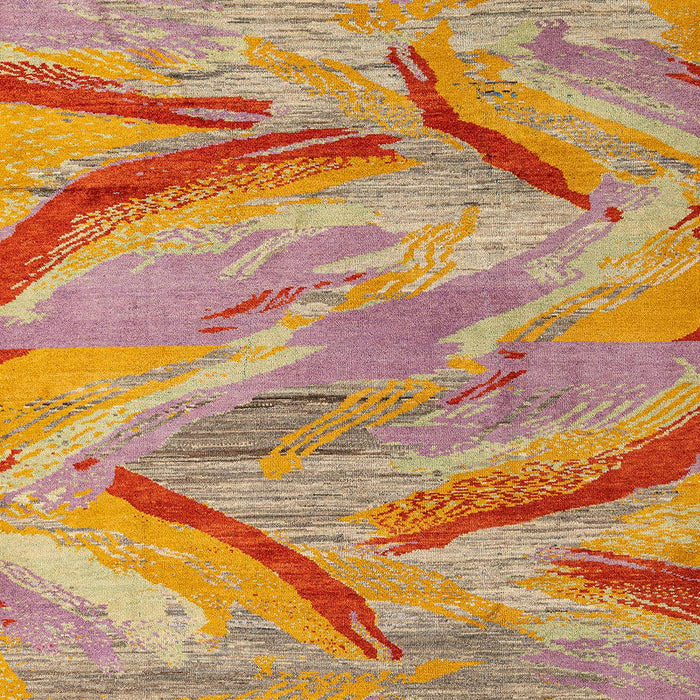 Machine Washable Abstract Orange Rug, wshabs4253