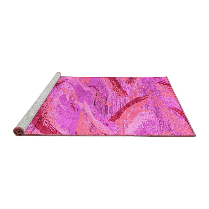 Sideview of Machine Washable Oriental Pink Modern Rug, wshabs4253pnk