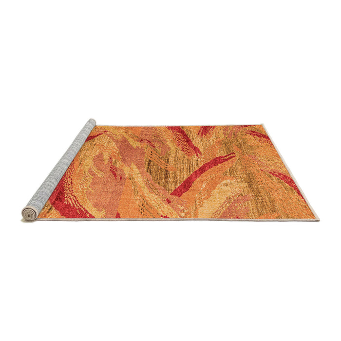 Sideview of Machine Washable Oriental Orange Modern Area Rugs, wshabs4253org