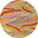 Round Abstract Orange Oriental Rug, abs4253