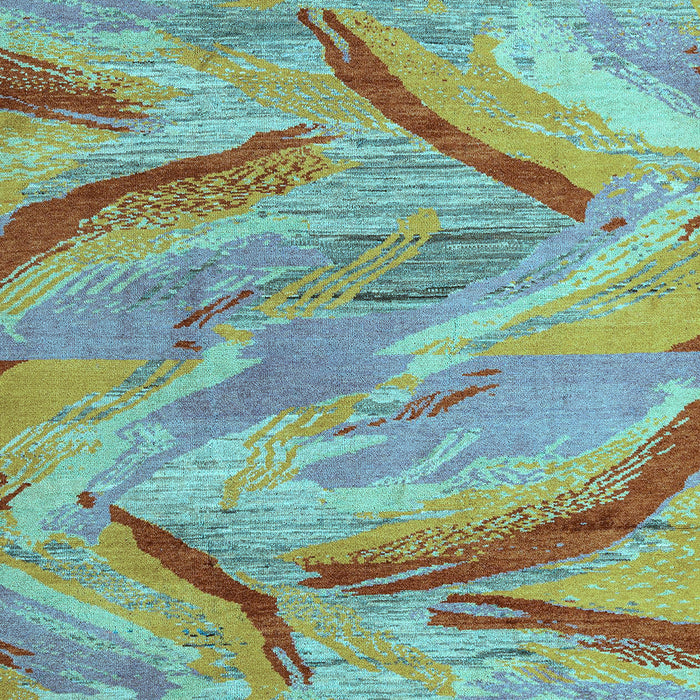 Machine Washable Oriental Light Blue Modern Rug, wshabs4253lblu