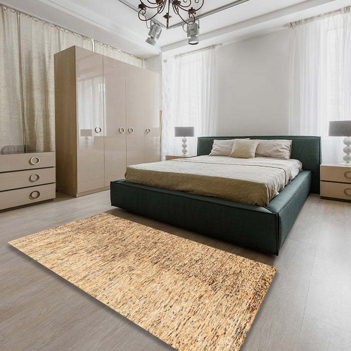 Machine Washable Abstract Chocolate Brown Rug in a Bedroom, wshabs4254