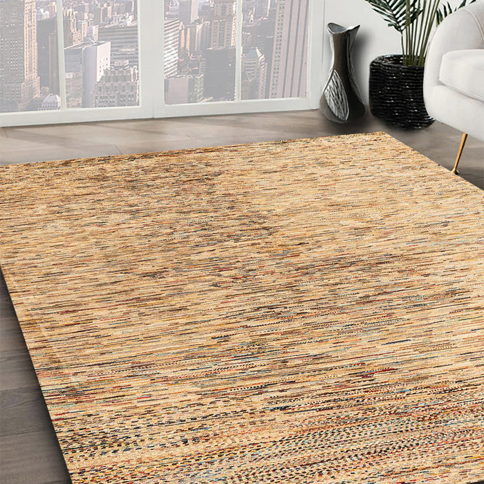 Abstract Chocolate Brown Oriental Rug in Family Room, abs4254