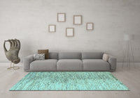 Machine Washable Oriental Light Blue Modern Rug, wshabs4254lblu