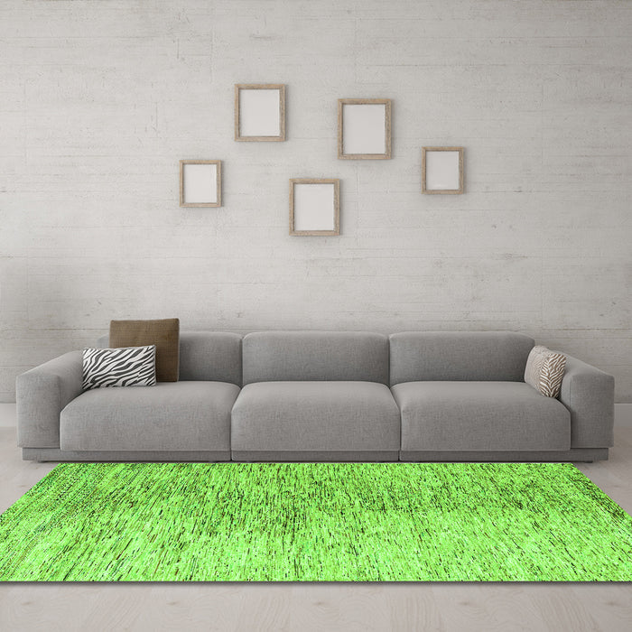 Machine Washable Oriental Green Modern Area Rugs in a Living Room,, wshabs4254grn
