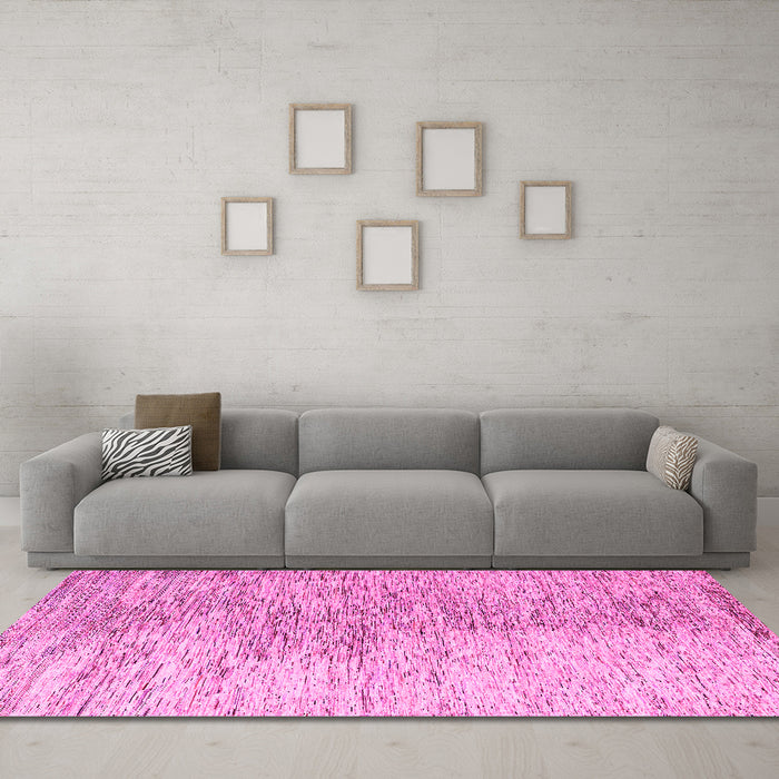 Machine Washable Oriental Pink Modern Rug in a Living Room, wshabs4254pnk