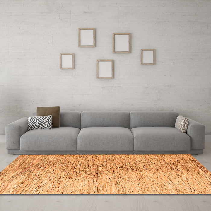 Machine Washable Oriental Orange Modern Area Rugs in a Living Room, wshabs4254org