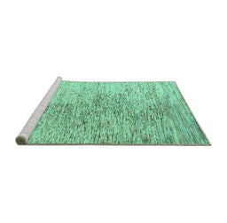 Sideview of Machine Washable Oriental Turquoise Modern Area Rugs, wshabs4254turq