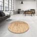 Round Machine Washable Abstract Chocolate Brown Rug in a Office, wshabs4254