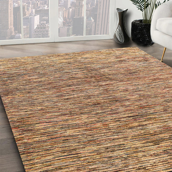 Machine Washable Abstract Sandy Brown Rug in a Family Room, wshabs4255