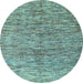 Round Machine Washable Oriental Light Blue Modern Rug, wshabs4255lblu