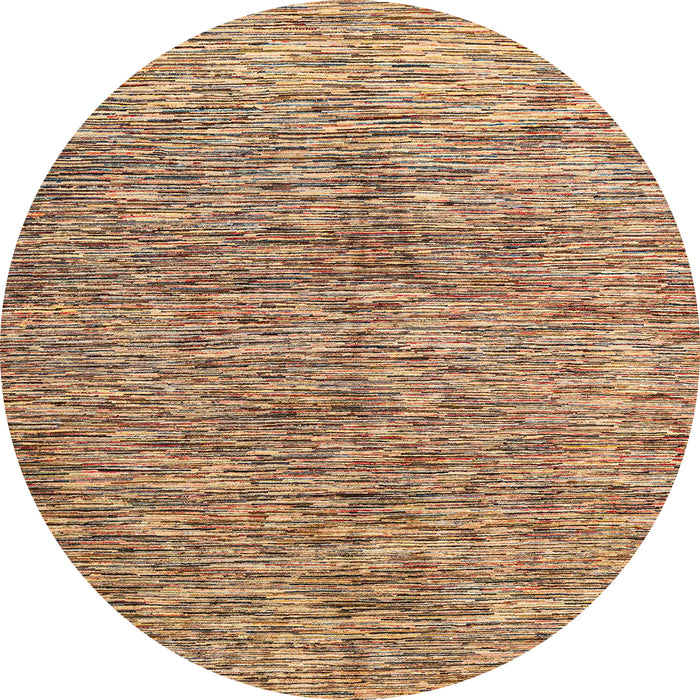 Round Machine Washable Abstract Sandy Brown Rug, wshabs4255