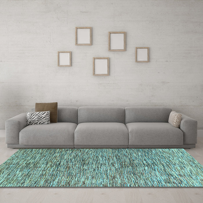 Machine Washable Oriental Light Blue Modern Rug in a Living Room, wshabs4255lblu
