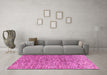 Machine Washable Oriental Pink Modern Rug in a Living Room, wshabs4255pnk