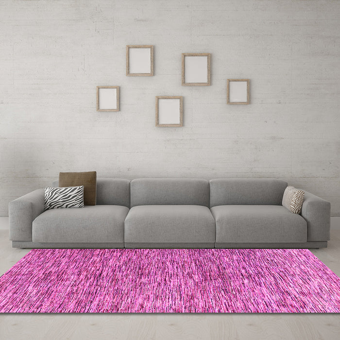Machine Washable Oriental Pink Modern Rug in a Living Room, wshabs4255pnk