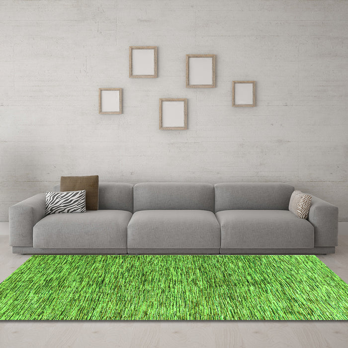 Machine Washable Oriental Green Modern Area Rugs in a Living Room,, wshabs4255grn