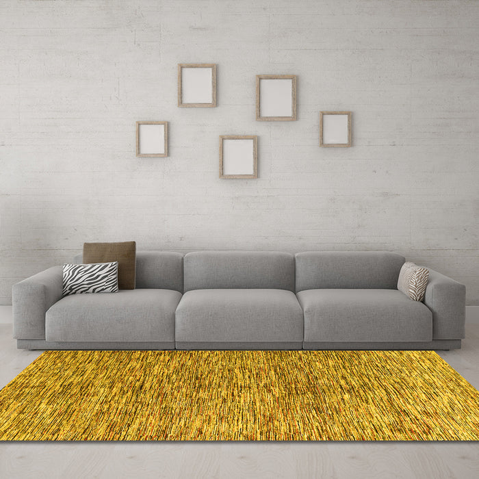 Machine Washable Oriental Yellow Modern Rug in a Living Room, wshabs4255yw