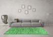 Machine Washable Oriental Emerald Green Modern Area Rugs in a Living Room,, wshabs4255emgrn