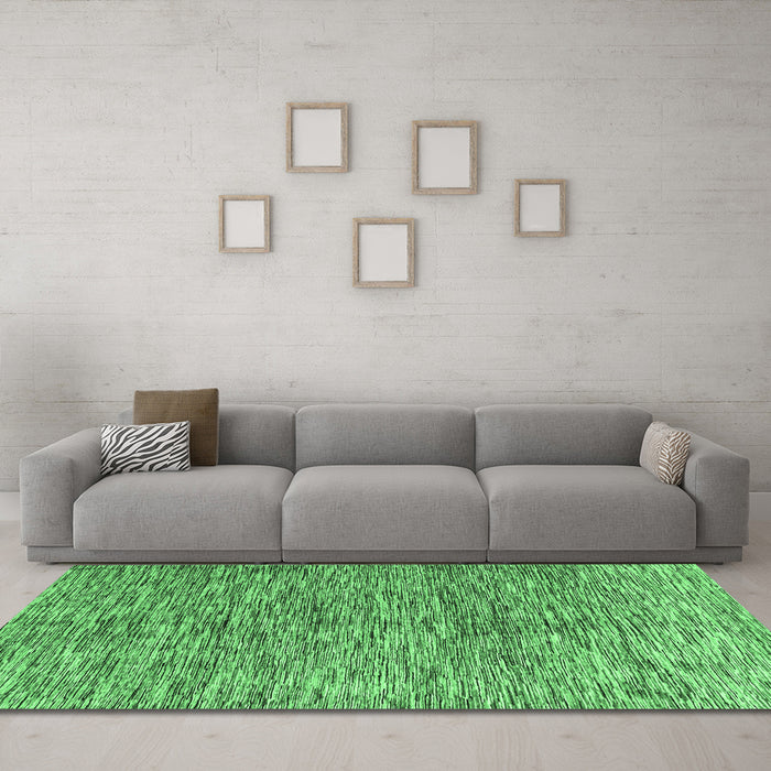 Machine Washable Oriental Emerald Green Modern Area Rugs in a Living Room,, wshabs4255emgrn