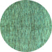 Round Machine Washable Oriental Turquoise Modern Area Rugs, wshabs4255turq