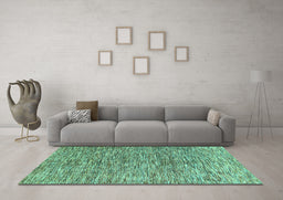 Machine Washable Oriental Turquoise Modern Area Rugs in a Living Room,, wshabs4255turq