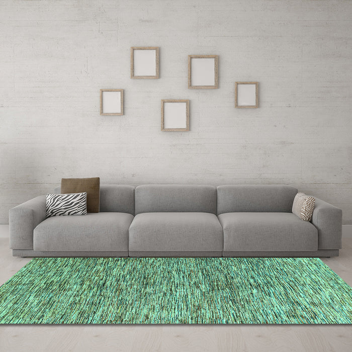 Machine Washable Oriental Turquoise Modern Area Rugs in a Living Room,, wshabs4255turq