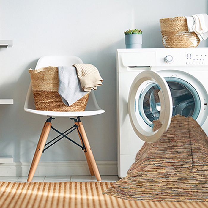 Machine Washable Abstract Sandy Brown Rug in a Washing Machine, wshabs4255