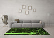 Machine Washable Oriental Green Modern Area Rugs in a Living Room,, wshabs4256grn