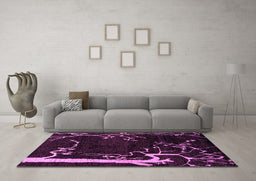 Machine Washable Oriental Purple Modern Area Rugs in a Living Room, wshabs4256pur