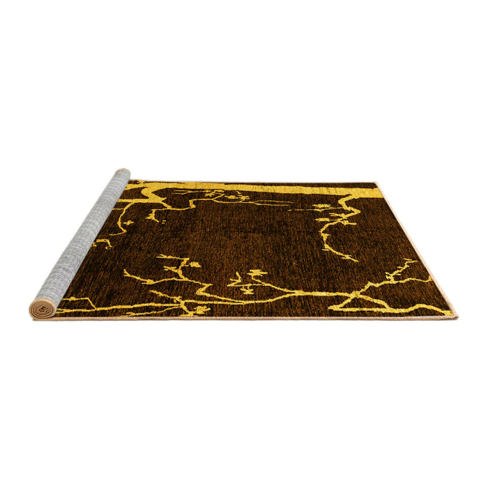 Sideview of Machine Washable Oriental Yellow Modern Rug, wshabs4256yw