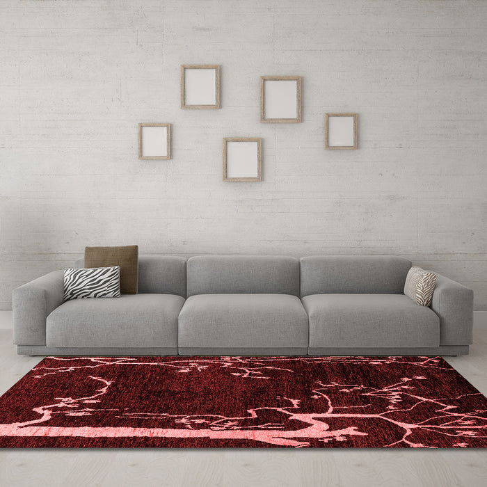 Modern Red Washable Rugs