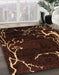 Abstract Sienna Brown Oriental Rug in Family Room, abs4256