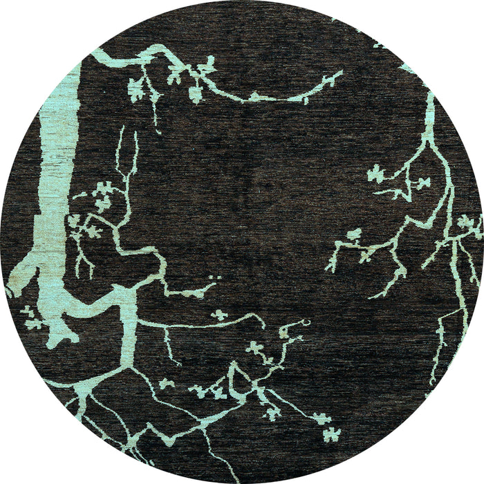 Round Oriental Light Blue Modern Rug, abs4256lblu