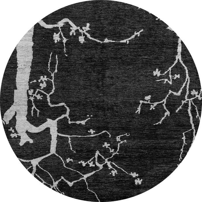 Round Machine Washable Oriental Gray Modern Rug, wshabs4256gry