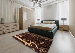 Abstract Sienna Brown Oriental Rug in a Bedroom, abs4256