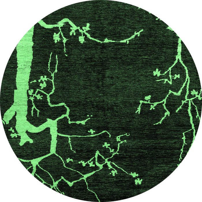 Round Oriental Emerald Green Modern Rug, abs4256emgrn