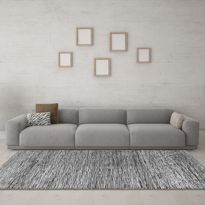 Machine Washable Oriental Gray Modern Rug in a Living Room,, wshabs4257gry
