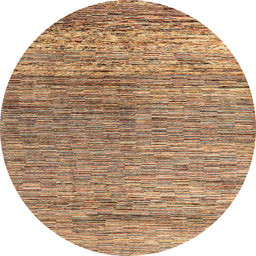 Round Machine Washable Abstract Saddle Brown Rug, wshabs4257