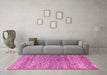 Machine Washable Oriental Pink Modern Rug in a Living Room, wshabs4257pnk