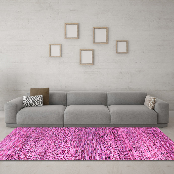 Machine Washable Oriental Pink Modern Rug in a Living Room, wshabs4257pnk