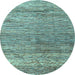 Round Oriental Light Blue Modern Rug, abs4257lblu