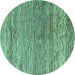 Round Oriental Turquoise Modern Rug, abs4257turq