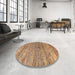 Round Abstract Saddle Brown Oriental Rug in a Office, abs4257